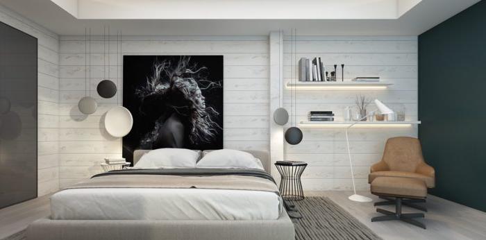 Camera da letto minimalista in legno bianco
