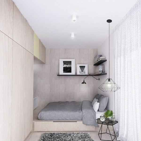 Camera da letto molto piccola in due colori