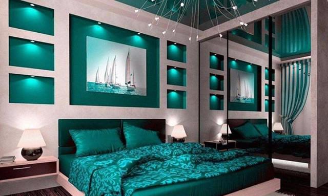 Colore smeraldo in una camera da letto moderna