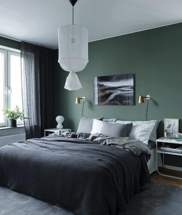 Colore verde scuro sporco delle pareti della camera da letto