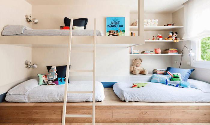 Scuola materna per ragazzi con un letto a soppalco in stile scandinavo