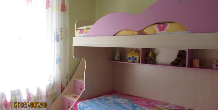 Letto a castello rosa nella stanza dei bambini