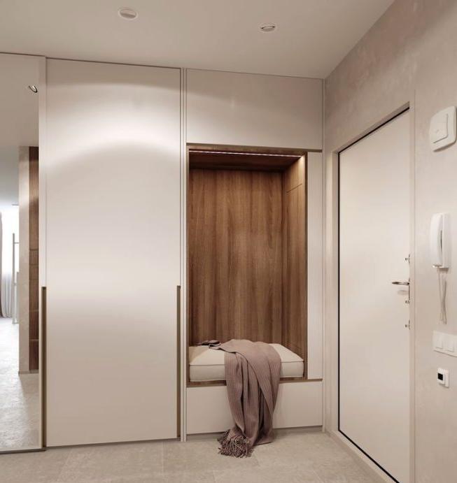 Corridoio moderno di piccole dimensioni in stile minimalista