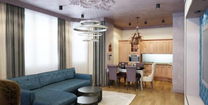 Progettazione di una cucina-sala da pranzo-soggiorno nello stile dell'Art Deco