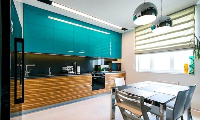Cucina blu lucida