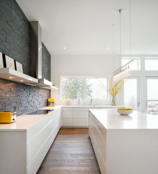 Cucina moderna di design in casa senza cassetti incernierati