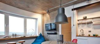 Design della cucina in stile loft nell'appartamento