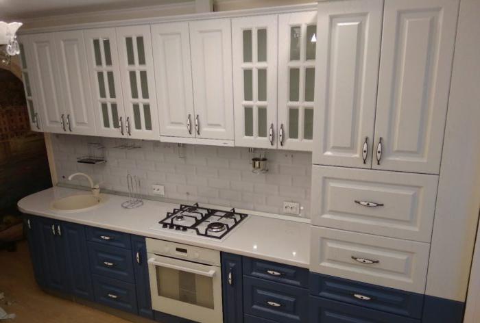cucina bianca e blu in stile classico moderno