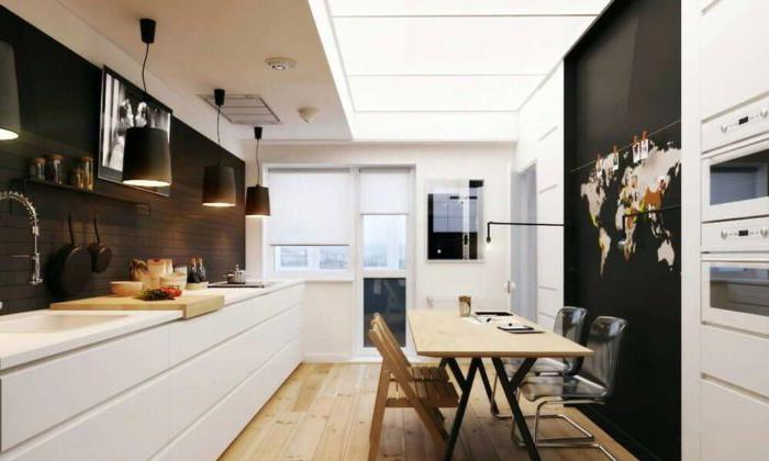 cucina design 12 m2 con balcone